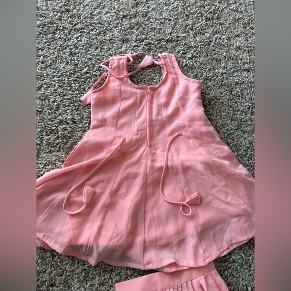 Baby girl Pink Embellished Sleeveless Lehnga Dress - Picture 3 of 5